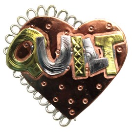 Puffin & Company Quilt Heart Needle Nanny Magnetic Needle Minder Holder, Brooch