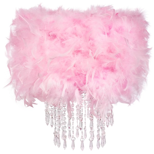 Waneway Waneway Feather Lampshade with Acrylic Droplets, Fluffy Lamp Shade