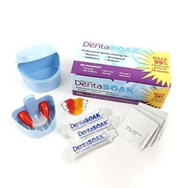 DentaSOAK® Starter Kit - Mouthguard, Retainer, Denture, Appliance Cleaner – 100% Safe – Non-Toxic, Persulfate Free, Gluten Free & Alcohol Free – 3 Month Supply – Mint Scented