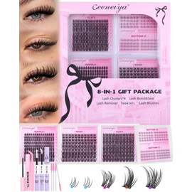 5 Styles Lash Clusters Kit, GLITZ/MANGA/WIWI/BOTTOM Cluster Eyelash Extensions, 3D Wispy Lashes Kit with Lash Bond and Seal, Remover and Lash Extension Tools for Beginners, DIY at Home Easily