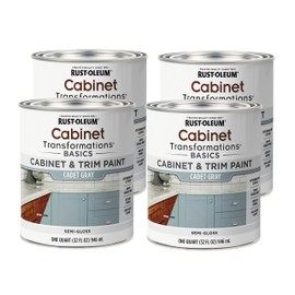 Rust-Oleum 372009-4PK Transformations Basics Cabinet & Trim Paint, Quart, Cadet Gray, 0.25 Gallon (Pack of 4)