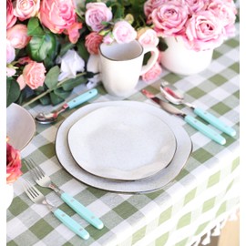 ANNOVA Silverware Set Stainless Steel Cutlery Color Handle With Rivet/Retro Flatware (Turquoise, 24 Pieces)