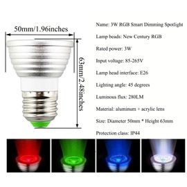 Edearkar 3W RGBW LED Bulbs (4 - Pack) RGB Color Changing Spotlight with IR Remote Control 16 Colors Change RGB Daylight White,E26 Base,90 Degree Beam Angle, AC85-265V