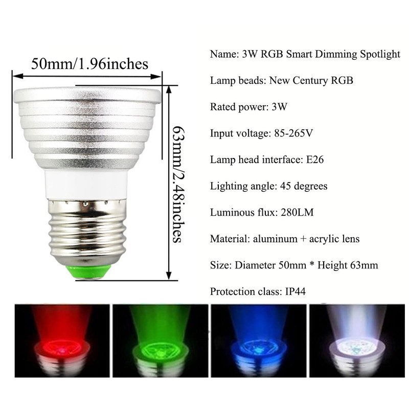 Edearkar 3W RGBW LED Bulbs (4 - Pack) RGB Color