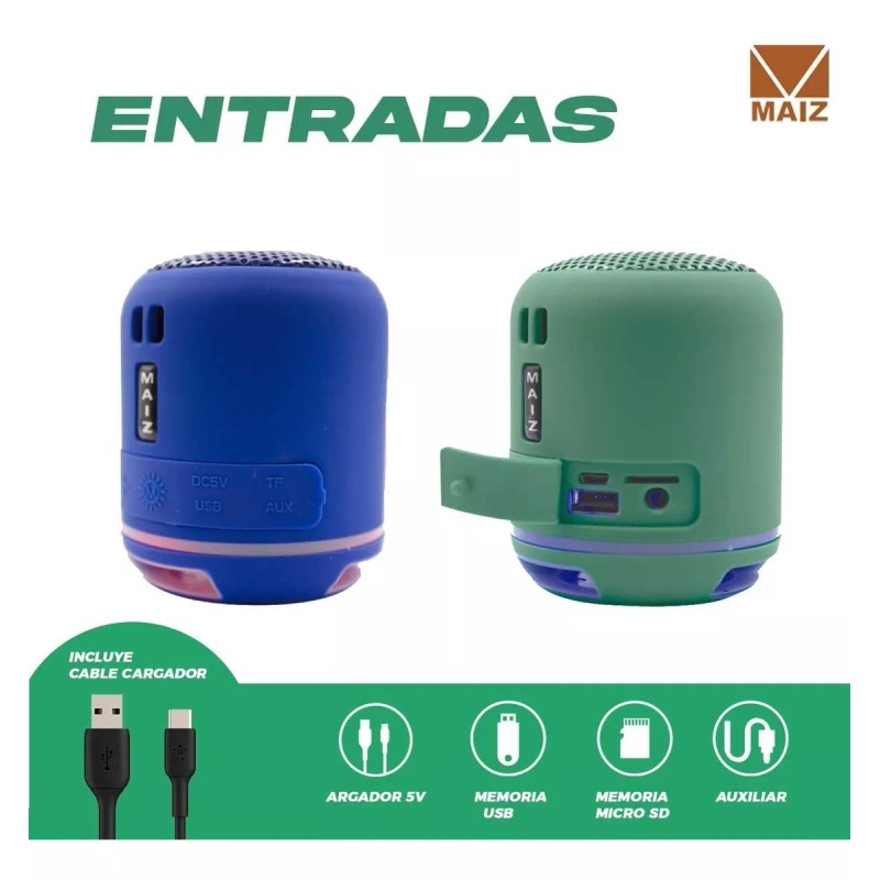 Maíz Bocina Bluetooth Mini/ Fm/ Usb/ Aux/ Sd / Fm