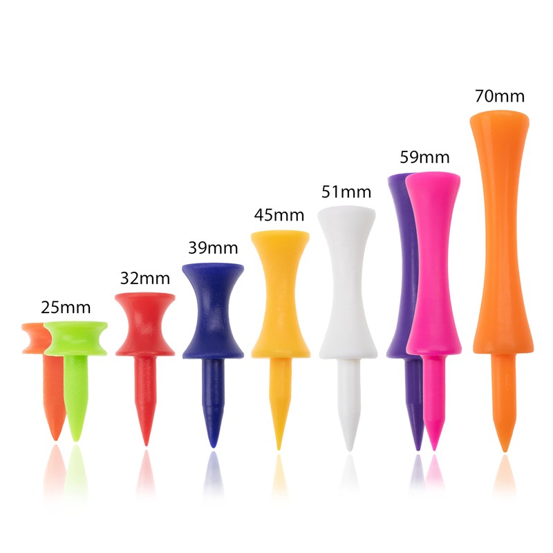 ECADDIE White 51mm Plastic Castle Graduated Golf Tees (25 Pack)