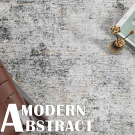 jinchan Runner Rug 2x6 Washable Modern Rug Abstract Hallway Runner Grey Multi Print Overdyed Indoor Mat Contemporary Lightweight Non-Slip Thin Carpet for Kitchen Laundry Bedroom Living Room