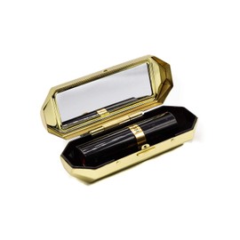 Stephanie Imports - Estuche para lápiz labial con espejo, lujoso soporte para lápiz labial clásico dorado a presión/clip para cartera, tamaño pequeño y de bolsillo, se adapta a la mayoría de barras de labios redondas y cuadradas