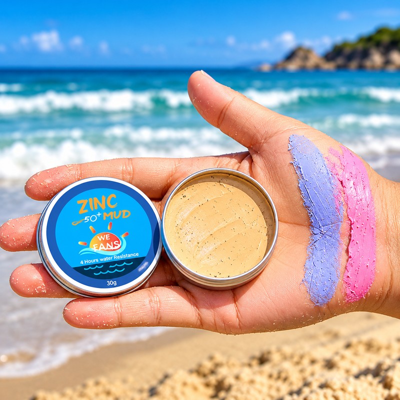 Colorful Zinc Sunscreen Mud for Surfing & Beach Days –