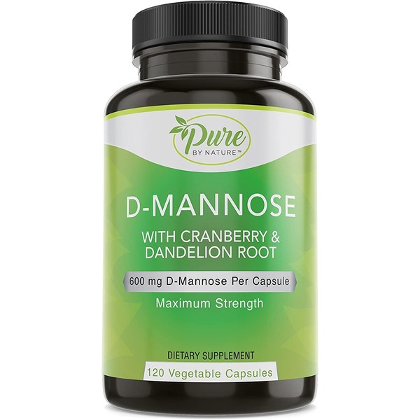 Pure By Nature D-Mannose with Cranberry and Dandelion Root, 120 Count