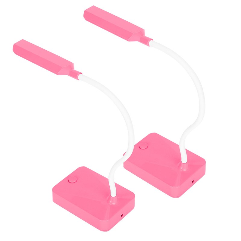 2 Sets LED Desk Lamp Pink Flexible Gooseneck Foldable Home