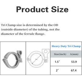 Fitvell Stainless Steel 304 Single Pin Heavy Duty Sanitary Tri Clamp with Wing Nut and Silicone Gasket for Ferrule TC 2" (Pack of 2)