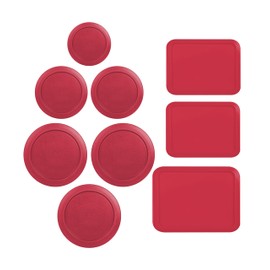 Replacement Lids for Pyrex Containers (1) 1-Cup (2) 2-Cup (2) 4-Cup (1) 7-Cup (2) 3-Cup (1) 6-Cup Round Rectangle (Red)