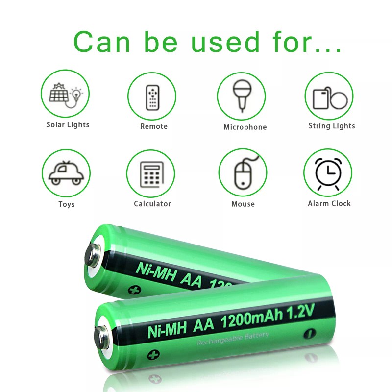 PKCELL 2pcs AA Ni-MH 1200mAh Rechargeable Battery 1.2V Batteries Button