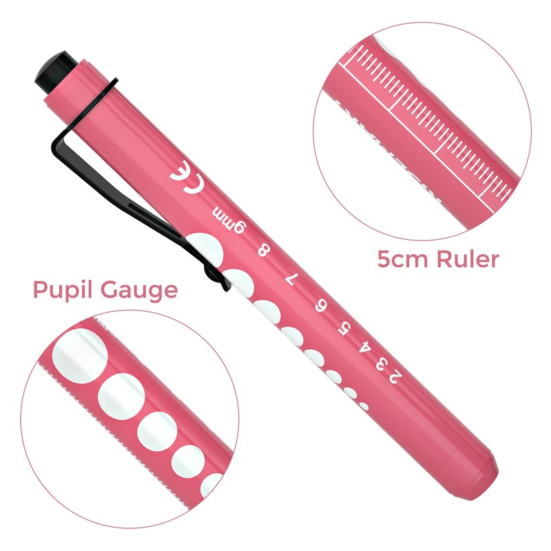 RISEMART 2PCS Pen Torch Light Reusable LED Penlight with Pupil