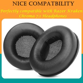TaiZiChangQin Protein Leather Ear Pads Cushion Ear Pads Replacement Compatible with Razer Kraken Chroma 7.1 Headphones