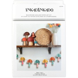 Inkadinkado 62-01195 Mushroom Garland Adult's and Kid's Paper Craft Art Kit, 3.5" x 49", Multicolor, 30 Pieces