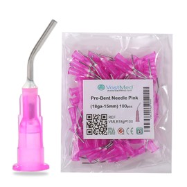 100PCs Dental Grade 18G Pre Bent Flow Dispensing Etch Tips by VASTMED | Blunt Tip Dispensing Disposable Oral Irrigation Tips for Multi-Use