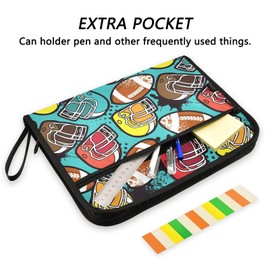 Football Abstract Balls Helmet File Folders,Plastic Folders with 13 Pockets,Expandable File Folder for Documents School Students Office,Aesthetic Folder with Labels A4 Letter Size