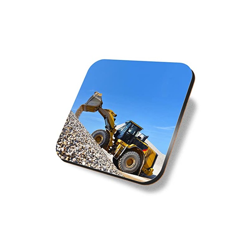 1 x Square Coaster - Excavator Diggers Loader Construction Vehicle