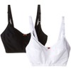 Leading Lady Women's Nursing Bra Wireless Cotton (2-Pack), White/Black, 36DD