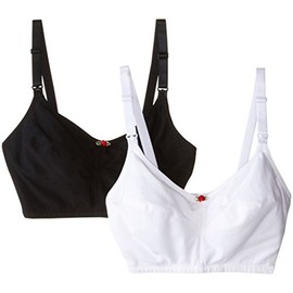 Leading Lady Women's Nursing Bra Wireless Cotton (2-Pack), White/Black, 36DD