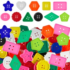Big Bright Buttons Craft Buttons 1.2 Inch Kids Vivid Colors Large Buttons Plastic Assorted Buttons Cute Shape Colorful Buttons Toys for Arts, Crafts DIY Projects (200 Pcs)