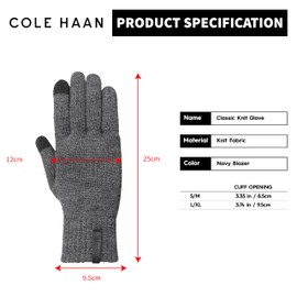 Cole Haan Knit Grey Winter Gloves Men Size Large/XLarge, Lightweight Warm Gloves for Mild Cold Weather, Thumb & Index Finger Touch Screen Compatible with Anti-Slip Grip, Packable Mens Gloves
