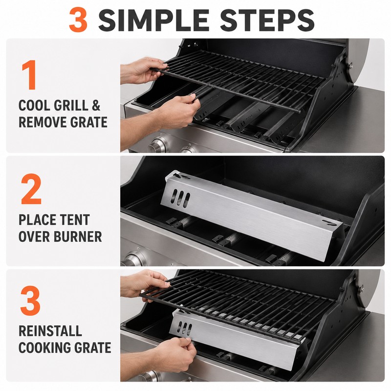 2-Pack Stainless Steel 15-Inch Grill Heat Tents for Gas Grill