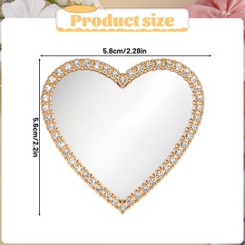 Bruislard Bling Smartphone Mirror Decal Heart Shape Phone Mirror Cellphone Stick-On Mirror with Gold Zinc Alloy Frame for Phone Back(Remove Protective Film)