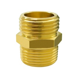 Hooshing 2PCS 3/4" GHT x 3/4" NPT Brass Garden Hose Fitting Male to Male Garden Hose to Pipe Fittings