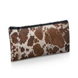 Suhoaziia Brown Cow Print Pencil Case Large Capacity Pencil Pouch Aesthetic for Girls Boys Women Men Pen Bag Office Stationery Organizer Simple Pencil Bag Pencil Organizer Case for Adult Kids