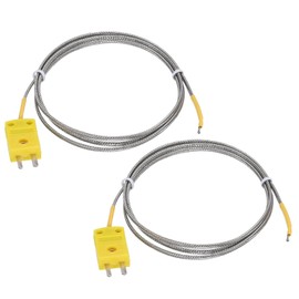 sourcing map 2pcs K Type Thermocouple Mini Connector Temperature Sensor Probes Metal Shielded Wire 3.3ft -50 to 400°C(-58 to 752°F)
