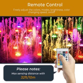 SHOYO Underwater Pond Lights, Colored Spotlight for Yard, IP68 Waterproof Spot Lights Submersible 36 LED Remote Control Multi-Color Dimmable Adjustable for Outdoor Fountain Landscape, Set of 10