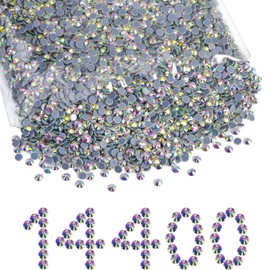 Beadsland Hotfix Rhinestones Bulk, 14400PCS Crystal Hot Fix Rhinestones for Crafts Clothes DIY Decoration, Crystal AB, SS6, 1.9-2.1mm