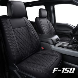 Tomatoman F-150 Front Seat Covers Fits for 2009-2023 2024 2025 Ford F150 2017-2025 F250 F350 F450 Car Supercrew Super Duty Limited Powerboost SVT King Ranch Pickup Waterproof(2PCS Front/Black)