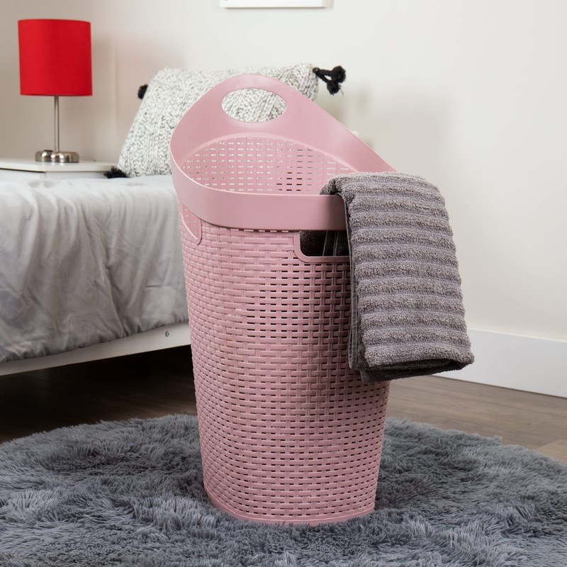 Mind Reader 60L Rolling Laundry Hamper, Clothes Basket, Wheels, Wicker
