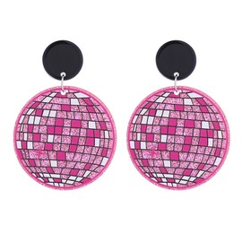Colorful 70s 80s Retro Disco Shape Resin Dangle Earrings for Women Jewelry(C)