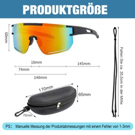 SPOKKI Fast Glasses Rave Cycling Glasses Men Women UV400 Polarised Sports Glasses Sports Sunglasses Road Bike Glasses for MTB Road Bike Ski Rave MTB with Glasses Case and Strap, orange