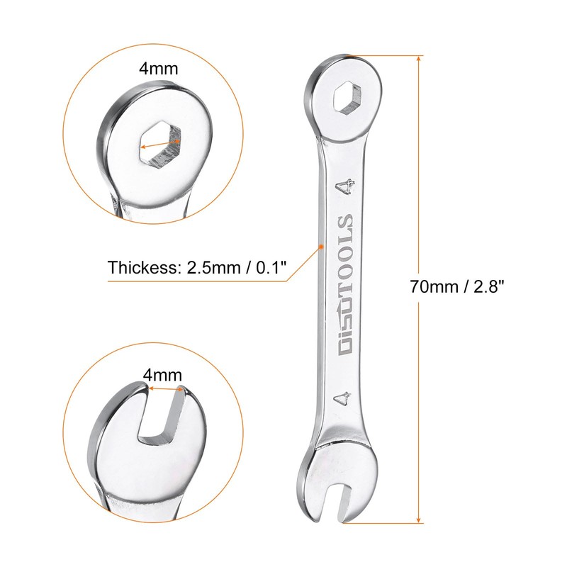 sourcing map 2Pcs Thin Combination Wrench Metrics 4mm 6-Point Ended