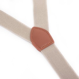 WANYING Braces Bow Tie Sets for Women Men Teenagers Children Toddler Boys Girls Partner Look Y Shape 3 Anti-Rust Clips Braces Elastic Adjustable Classic, With bow tie - beige