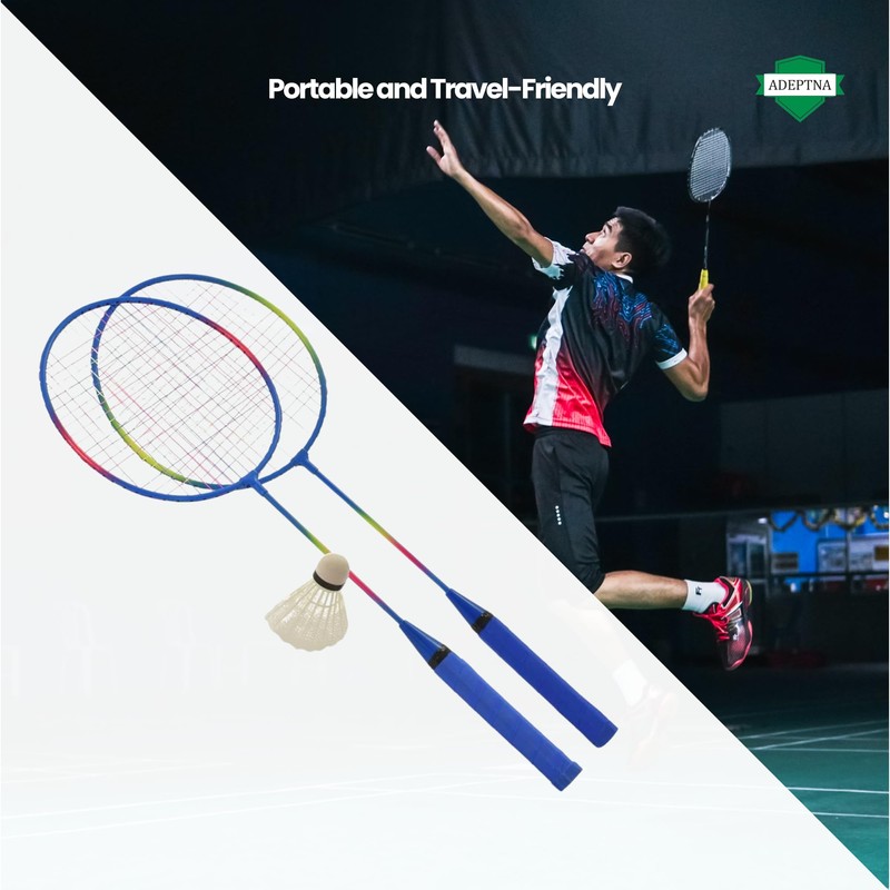 ADEPTNA 2 Player Badminton Racket Set With 1 Shuttlecock -