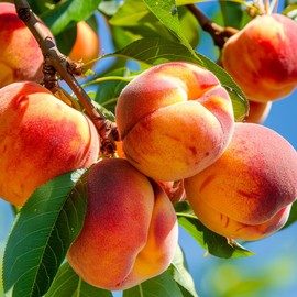Flavorich Peach Tree, Late Season Harvest, Deliciously Sweet, High Yielding, 1 gal Nursery Pot, 1-2 ft Tree Height (Due to Agricultural Laws, we Cannot Ship to CA, AZ, AK, or HI)