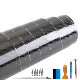 LZLRUN Película de Vinilo de Fibra de Carbono 5D de Alto Brillo, 30 cm x 300 cm, sin Burbujas, liberación de Aire, Color Negro Mate, autoadhesiva, Color Negro 5D, 30 cm x 300 cm