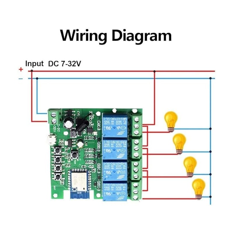 Tuya 4CH Smart Life WiFi Momentary Inching Relay Self-Locking Switch