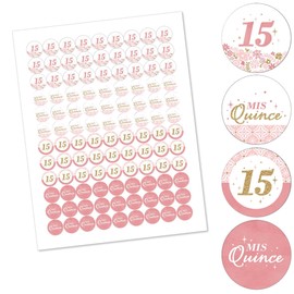 Big Dot of Happiness Mis Quince Anos - Quinceanera Sweet 15 Birthday Party Round Candy Sticker Favors - Labels Fit Chocolate Candy (1 Sheet of 108)