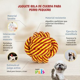 Fancy Pets Juguete Bola de Cuerda para Perro Pequeño 8 cm - Material Resistente para Masticar y Jugar
