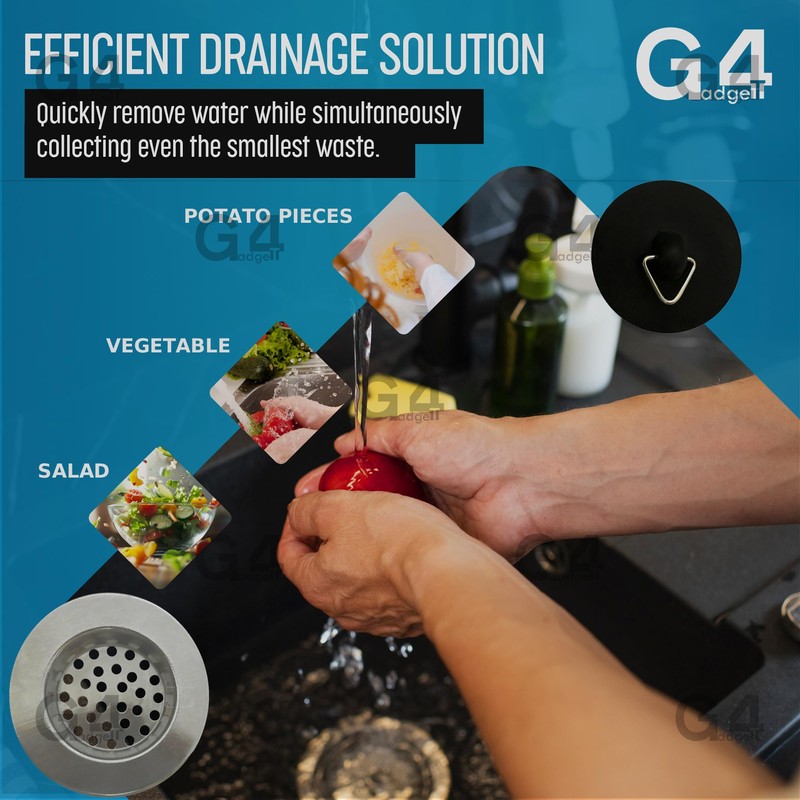 G4GADGET Stainless Steel Sink Strainer and Plug Set - Effortless