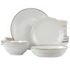 Elama Countess 16 Piece Embossed Double Bowl Stoneware Dinnerware Set