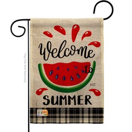 Fun In The Sun Watermelon Summer Burlap Garden Flag Beach Pool Luau Tropical Party Season Outdoor Summertime Sunny Small Decorative Gift Yard House Banner Double-Sided Made USA 13 X 18.5